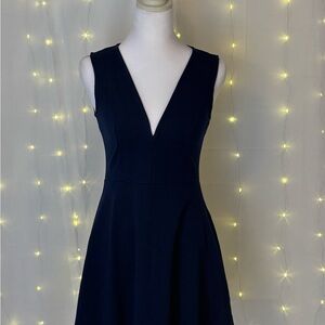 Lulu's Deep Blue V-Neck Midi Dress
